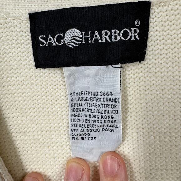 Sag Harbor Sweater Vest Women XL Cream Gold Tone Buttons Clean Girl Coastal - Picture 5 of 6
